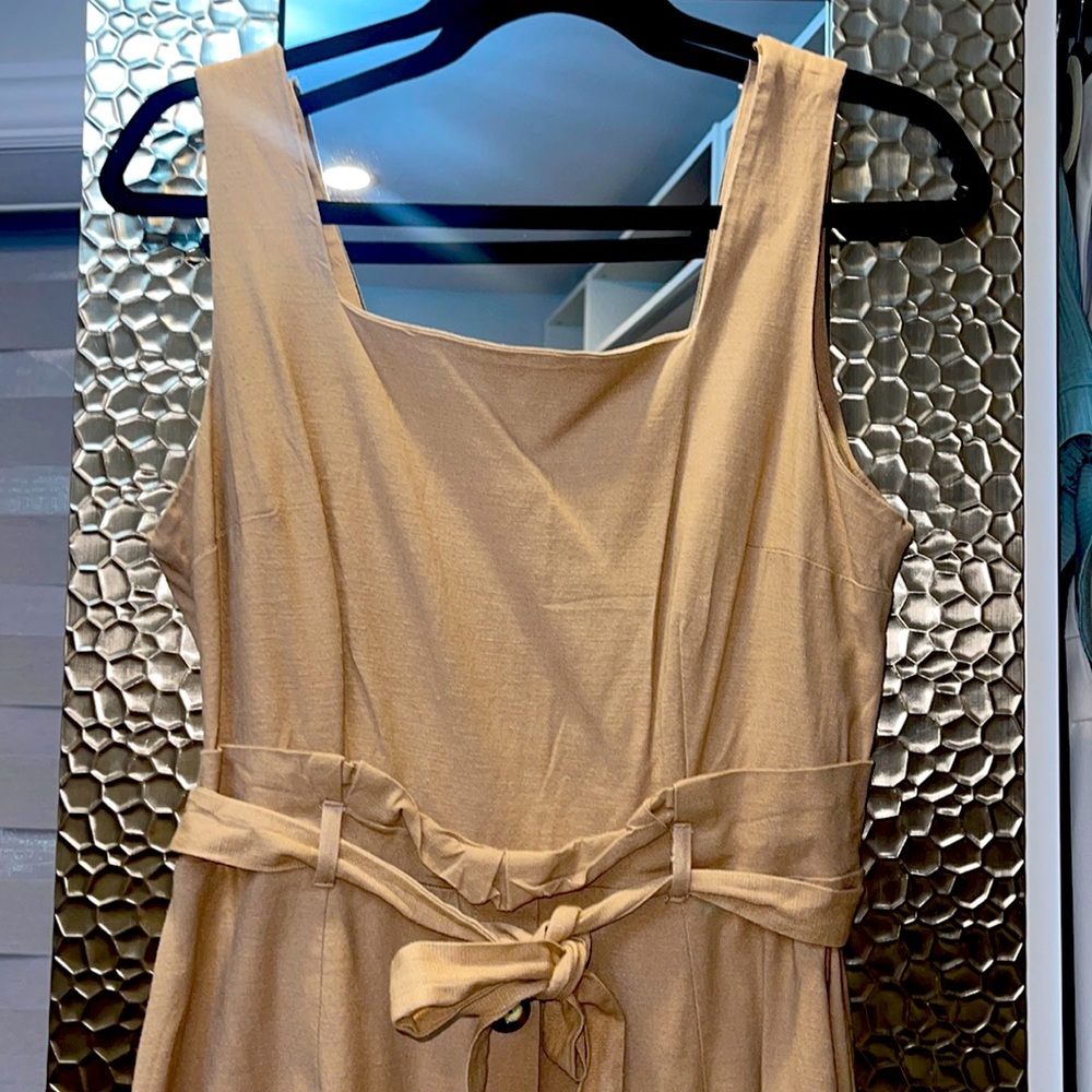 Monteau Nude Square Neckline Button Down Dress